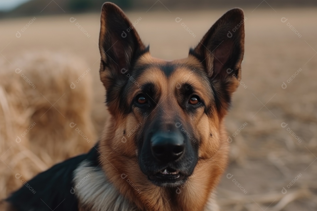 Cão da raça pastor alemão olhando para a câmera