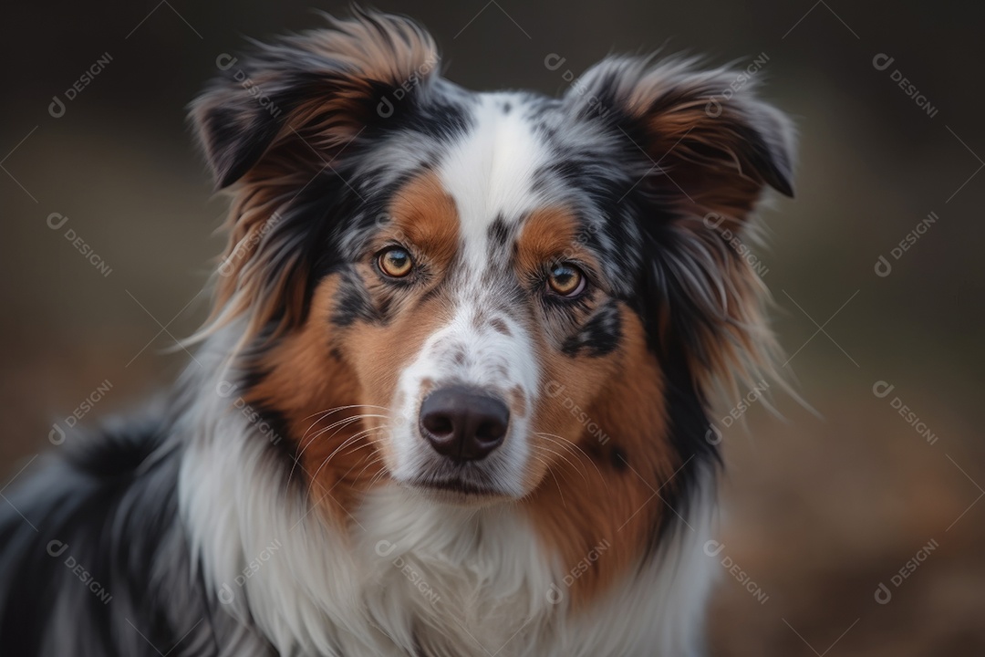 Cão da raça australiano olhando para a câmera