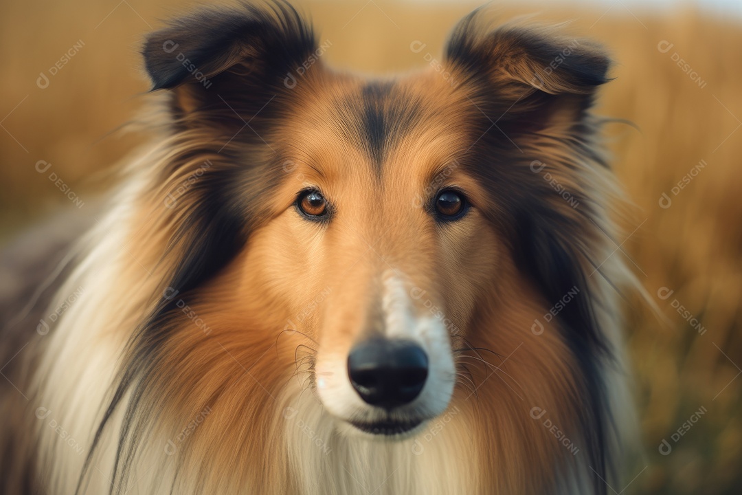 Cão da raça Rough Collie olhando para a câmera