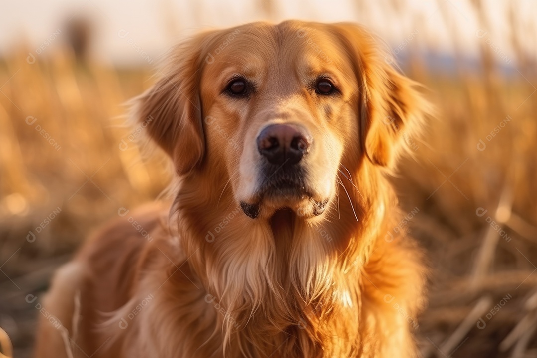 Cão da raça golden retriever olhando para a câmera