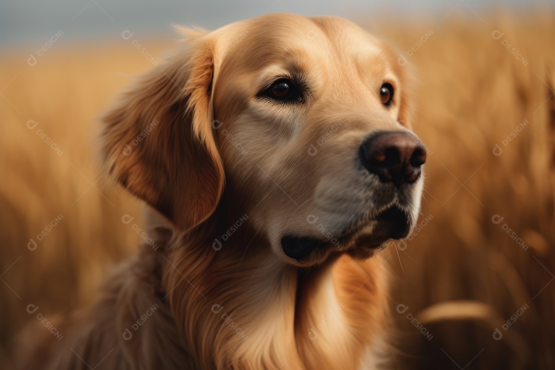 Cão da raça golden retriever olhando para a câmera