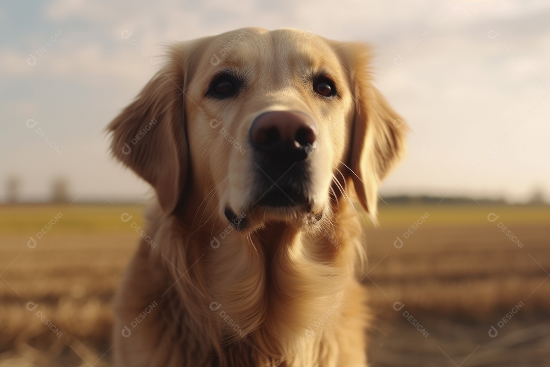 Cão da raça golden retriever olhando para a câmera