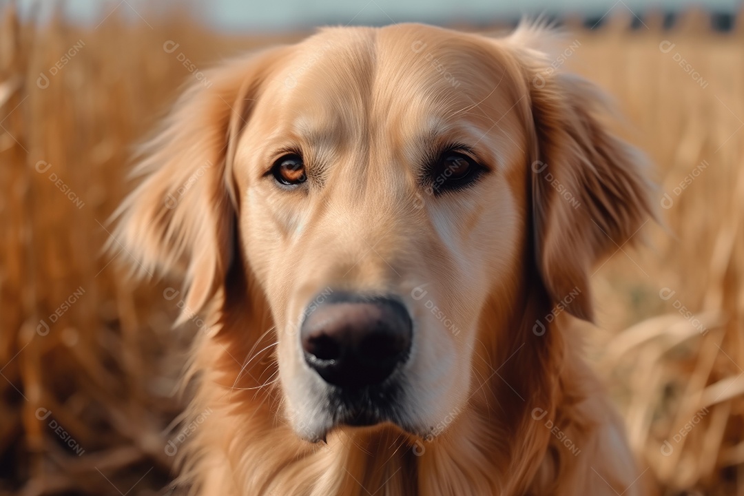 Cão da raça golden retriever olhando para a câmera