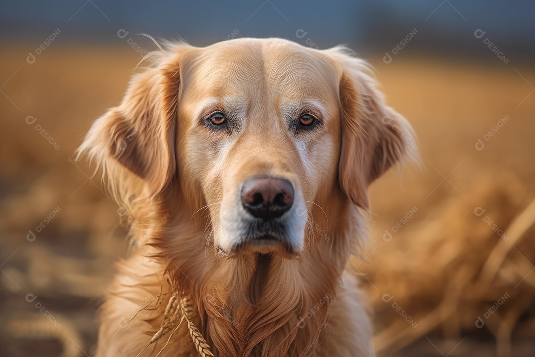Cão da raça golden retriever olhando para a câmera