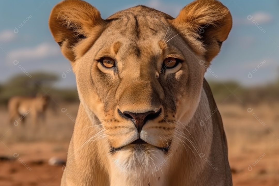 Leoa furiosa com orelhas para trás e dentes à mostra olhando para a câmera