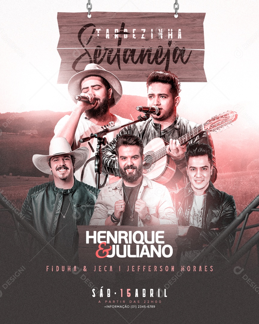 Flyer Social Media Tardezinha Sertaneja Cantores PSD Editavel