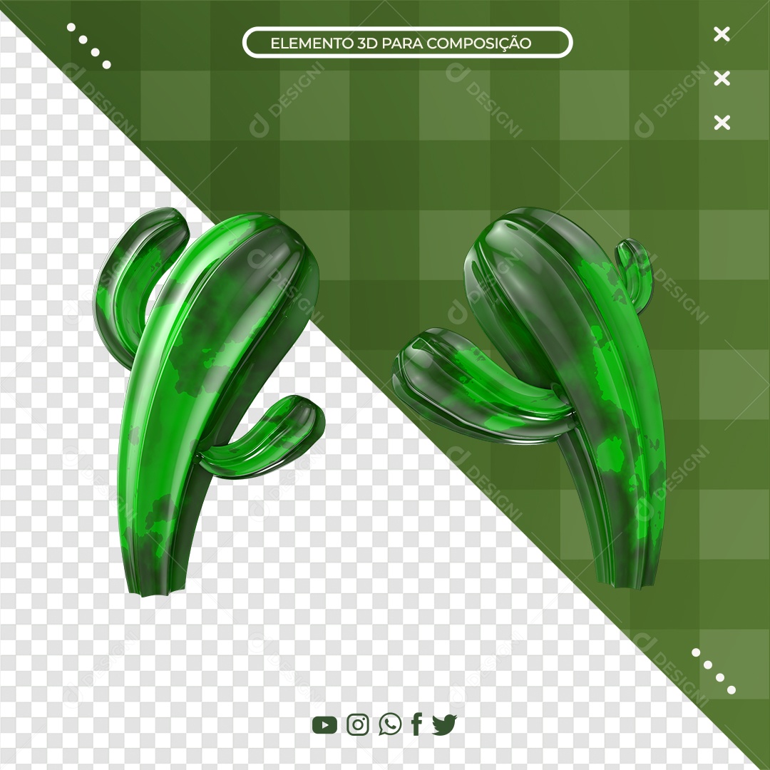 Elemento 3D Para Composição Cacto de São João PNG Transparente