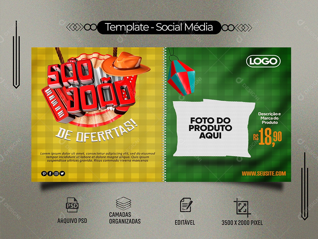 São João de Ofertas Venha Conferir Social Media PSD Editável