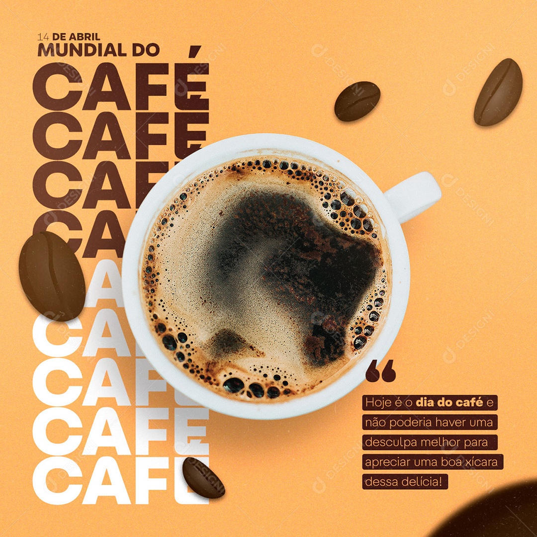 Dia Mundial Do Café 14 De Abril Social Media PSD Editável