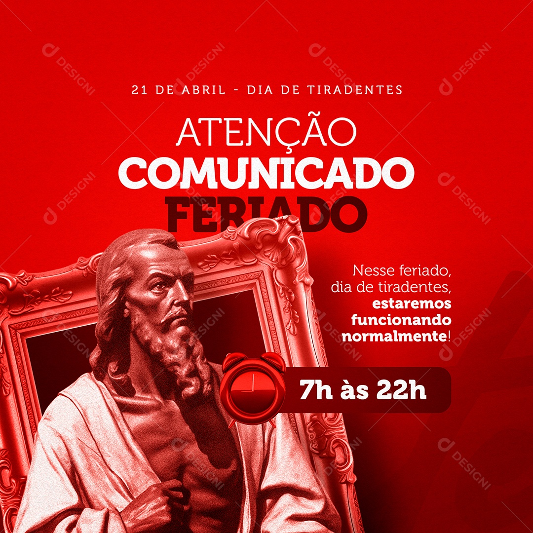 Social Media Comunicado De Feriado Dia De Tiradentes PSD Editável