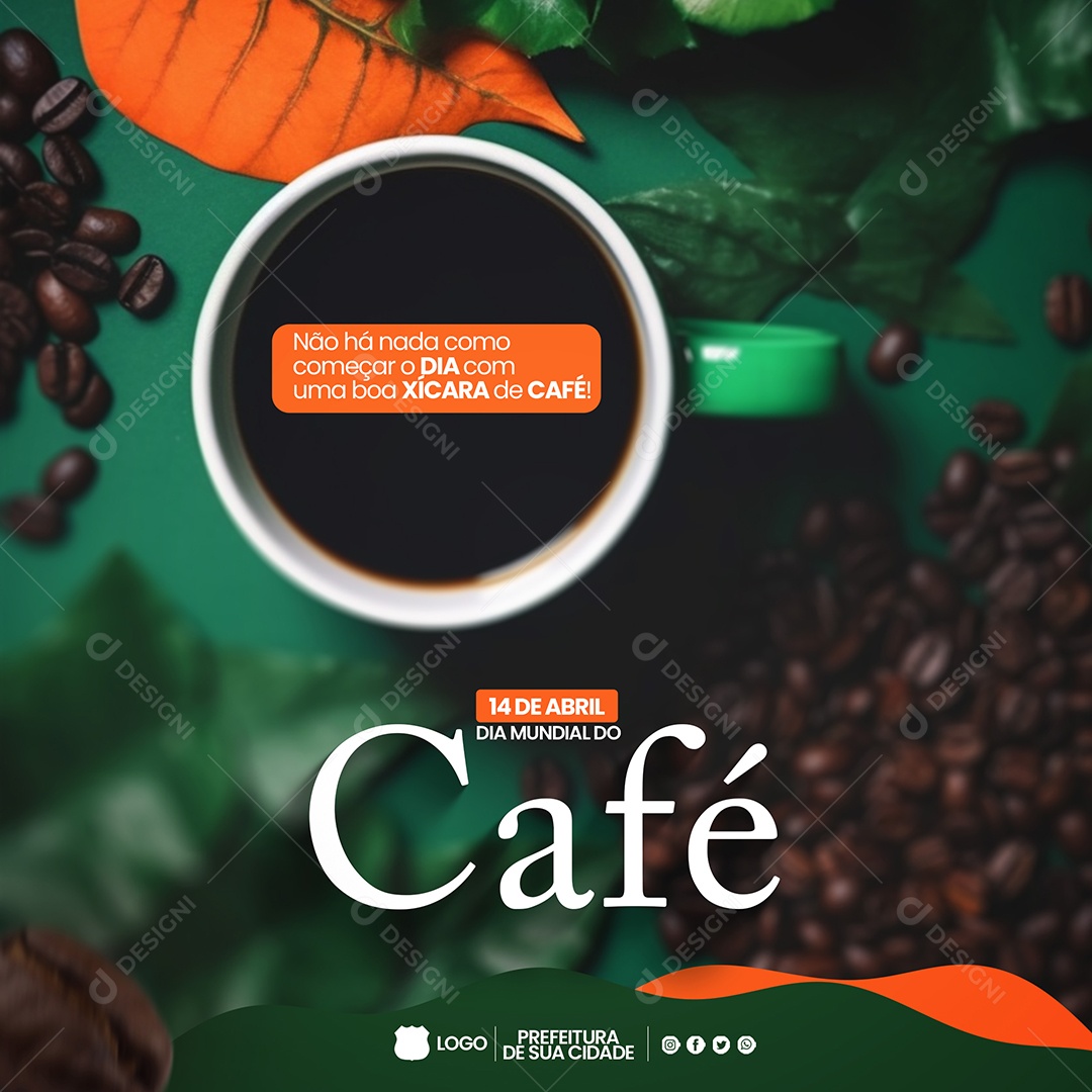 Dia Mundial do Café 14 de Abril Social Media PSD Editável