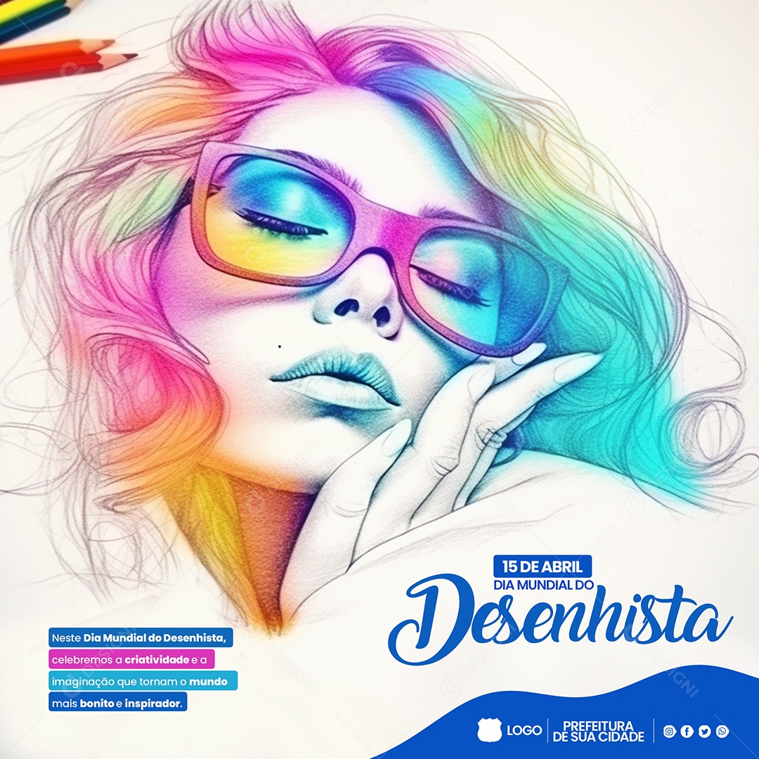 Dia Mundial do Desenhista 15 de Abril Social Media PSD Editável