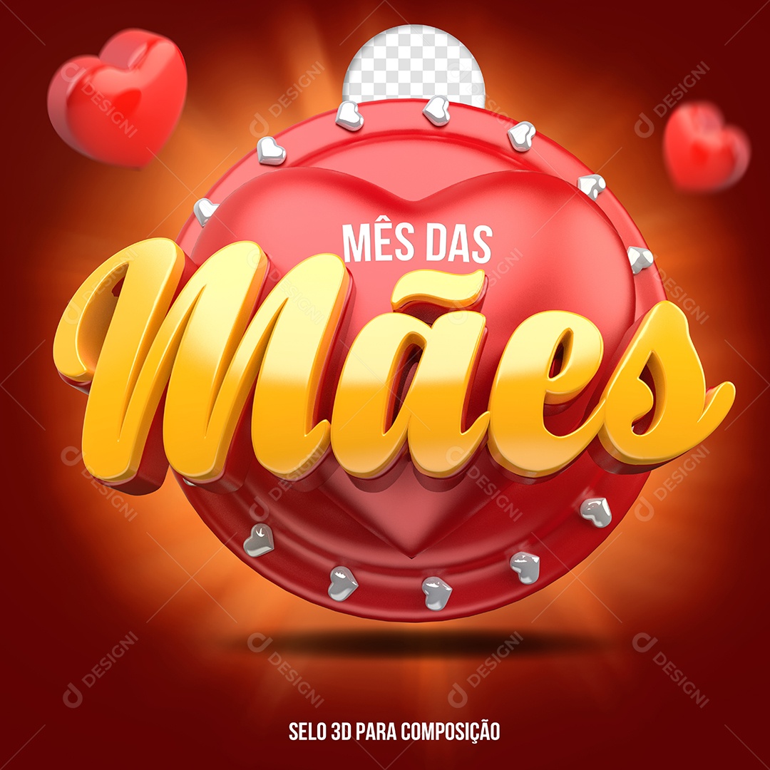 Selo 3D Para Composição Semana Das Mães PSD