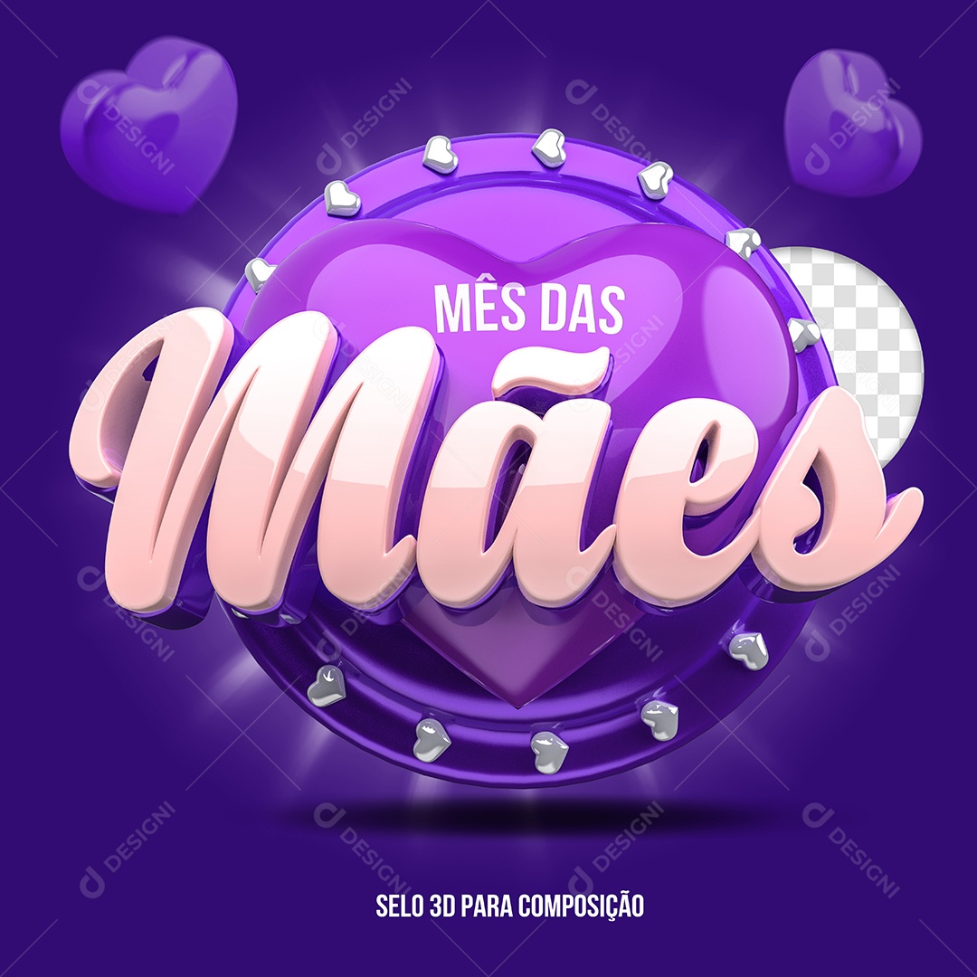 Selo 3D Para Composição Semana Das Mães PSD