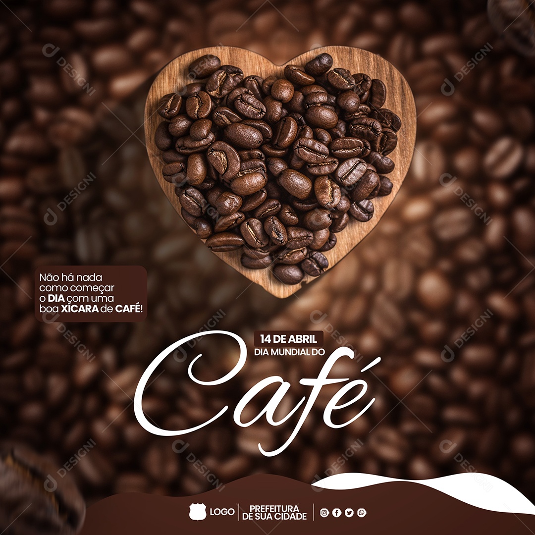 Dia Mundial do Café 14 de Abril Social Media PSD Editável