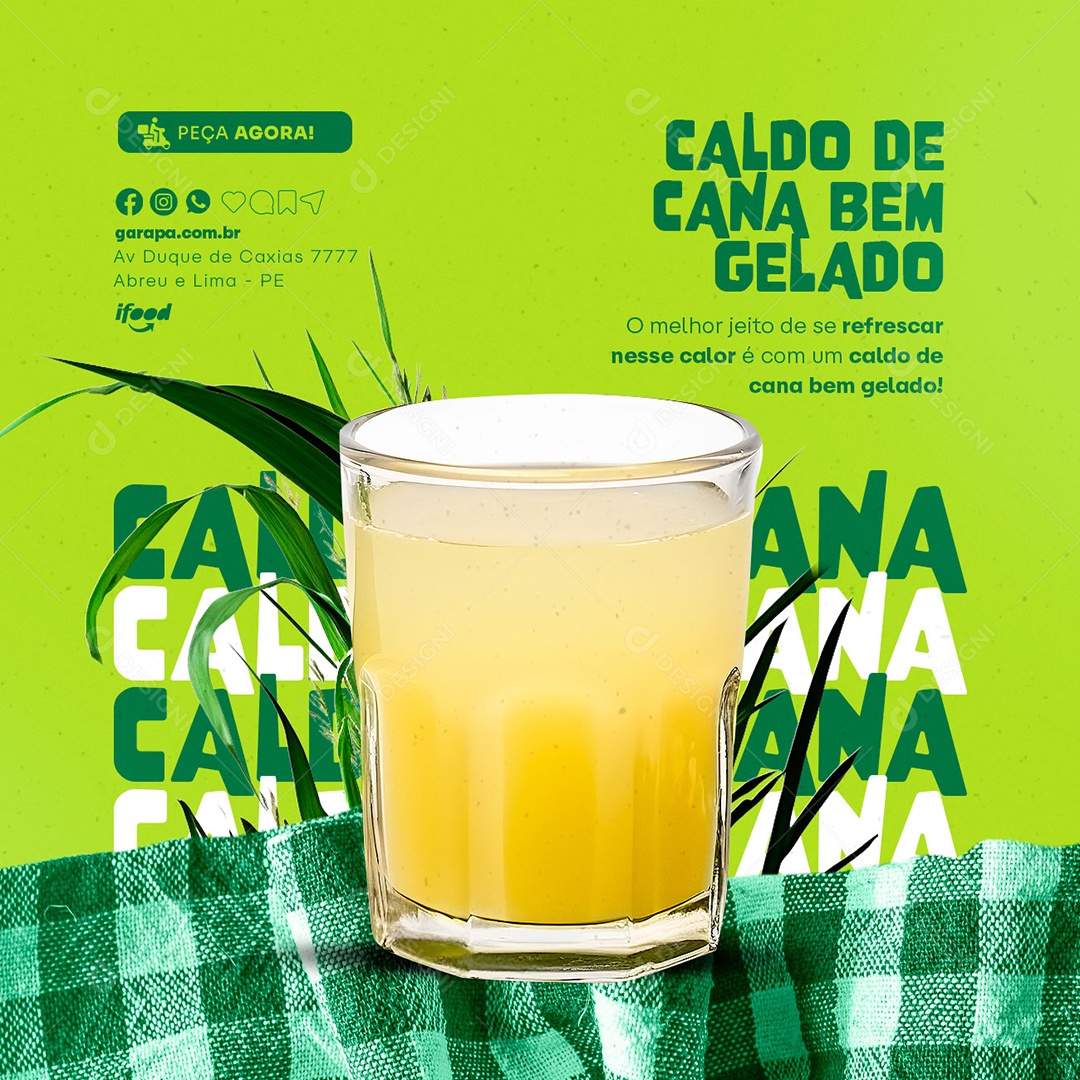 Caldo De Cana Bem Gelado Garapa Social Media PSD Editável