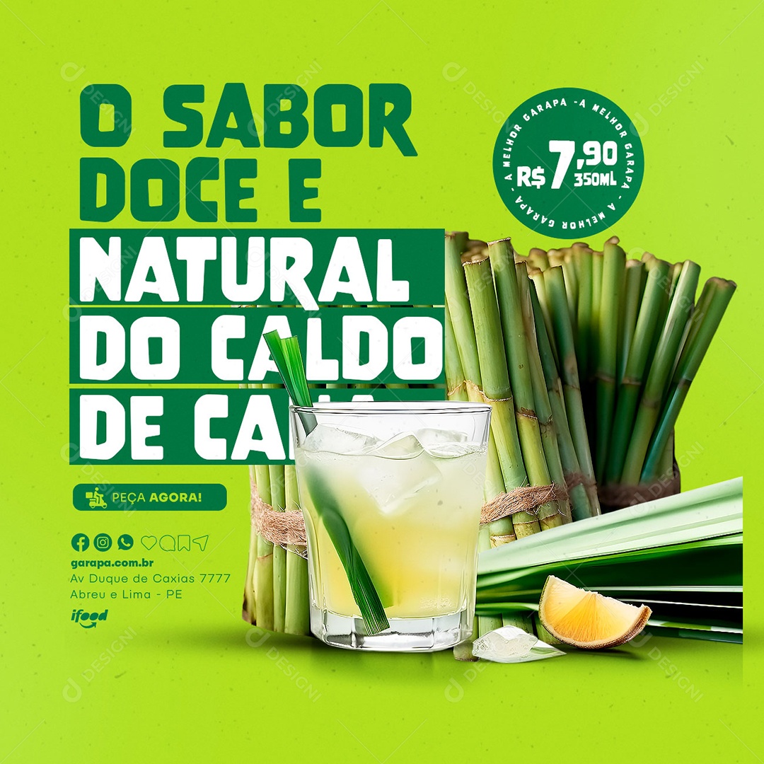 O Sabor Doce E Natural Do Caldo De Cana Garapa Social Media PSD Editável