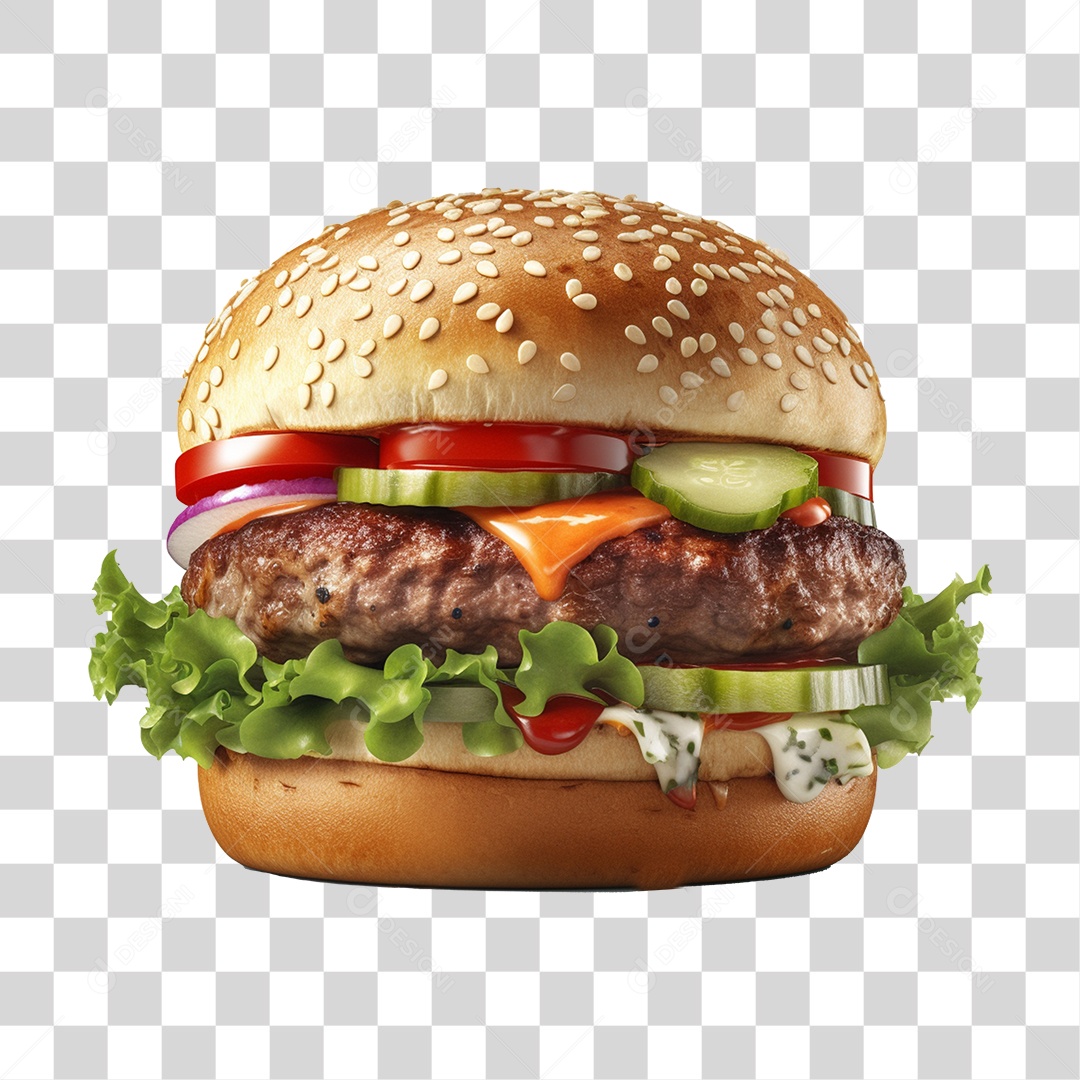 Elemento 3D Hamburguer PNG Transparente