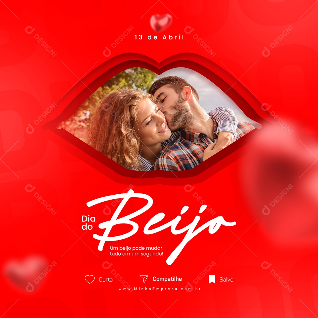 Um Beijo Pode Mudar Tudo Em Um Segundo Dia Do Beijo Social Media PSD Editável