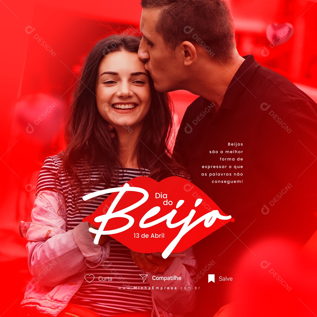 Social Media Beijos São A Melhor Forma De Expressar O Que As Palavras Não Conseguem Dia Do Beijo PSD Editável