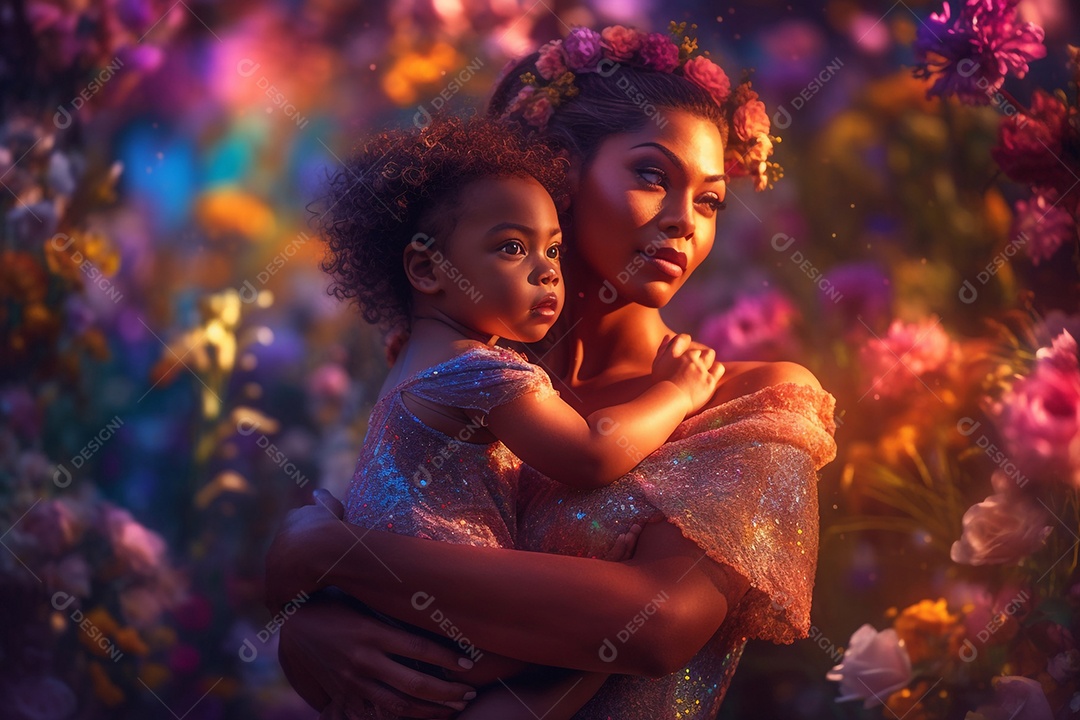 Mães e filha negra juntas, Conceito Dia das Mães