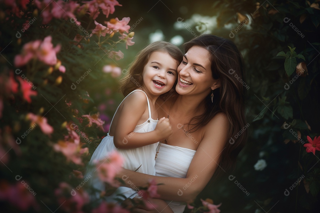 Mãe e filha sorridente, conceito Dia das Mães