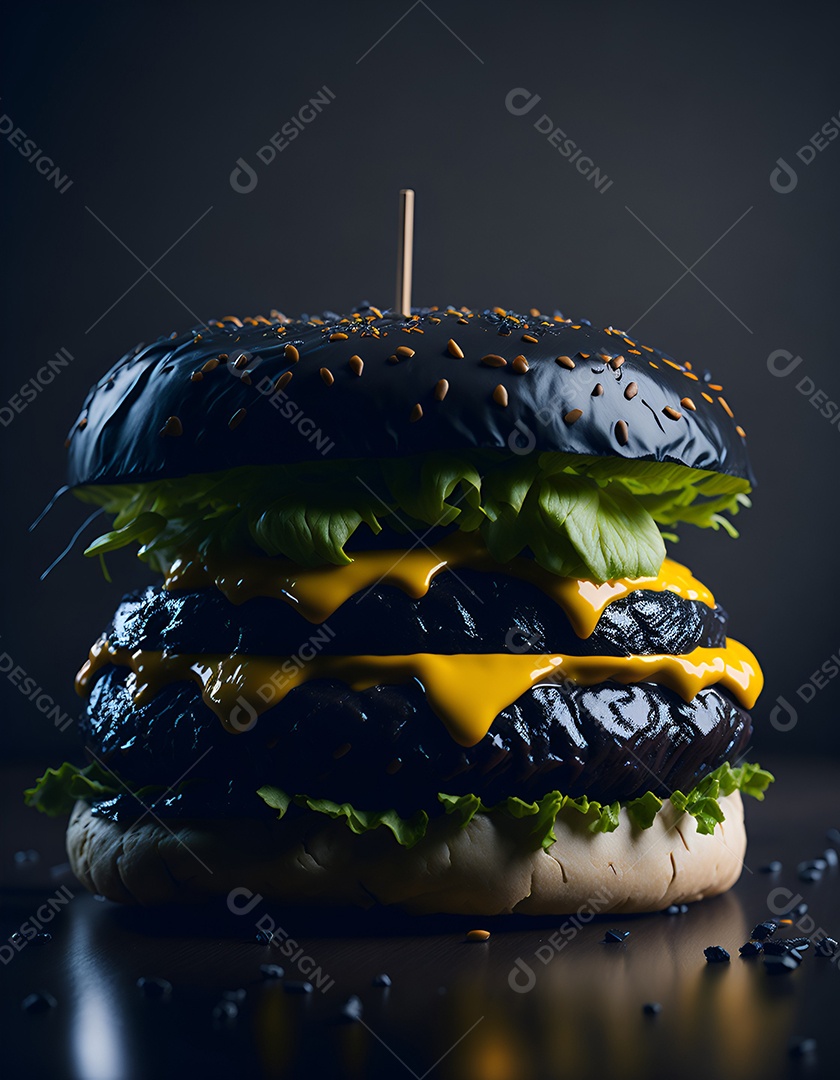 Saboroso hambúrguer na mesa de madeira