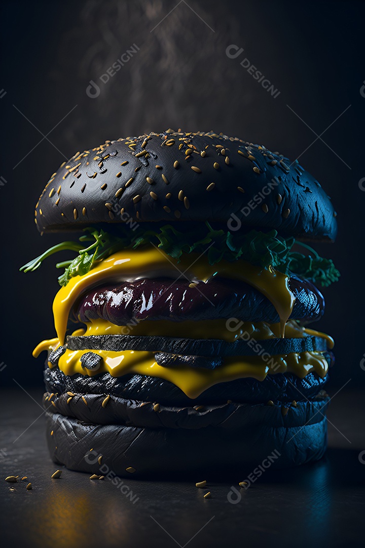 Saboroso hambúrguer na mesa de madeira