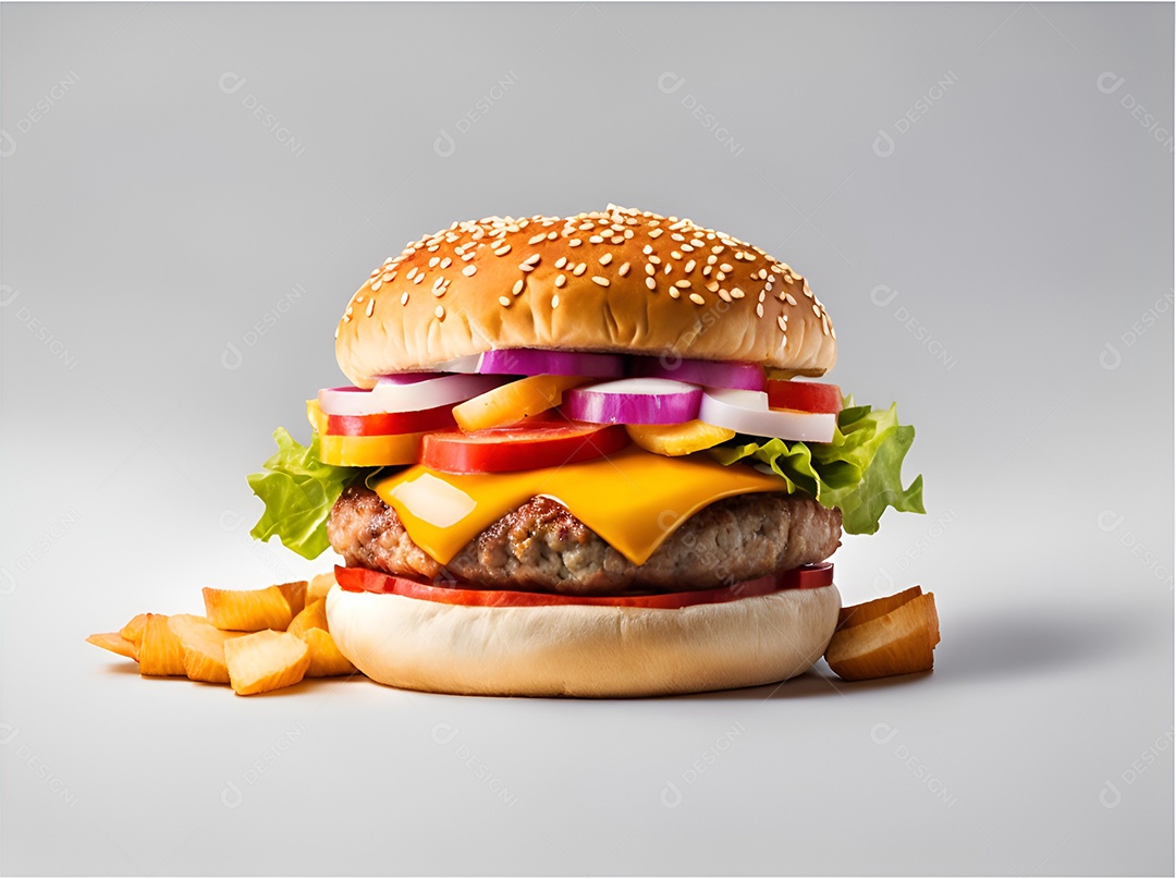 Saboroso hambúrguer na mesa de madeira