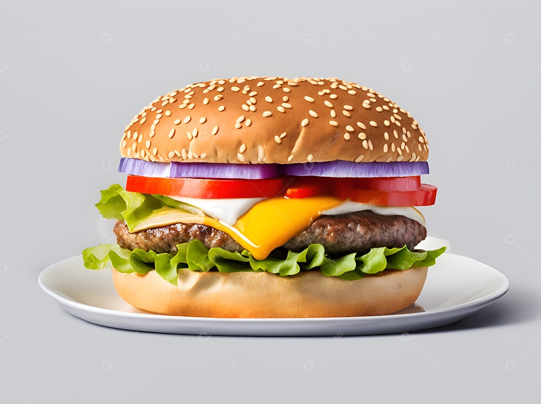 Saboroso hambúrguer na mesa de madeira