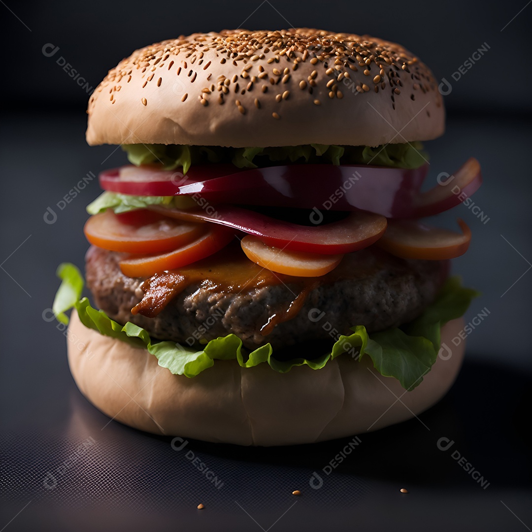 Saboroso hambúrguer na mesa de madeira