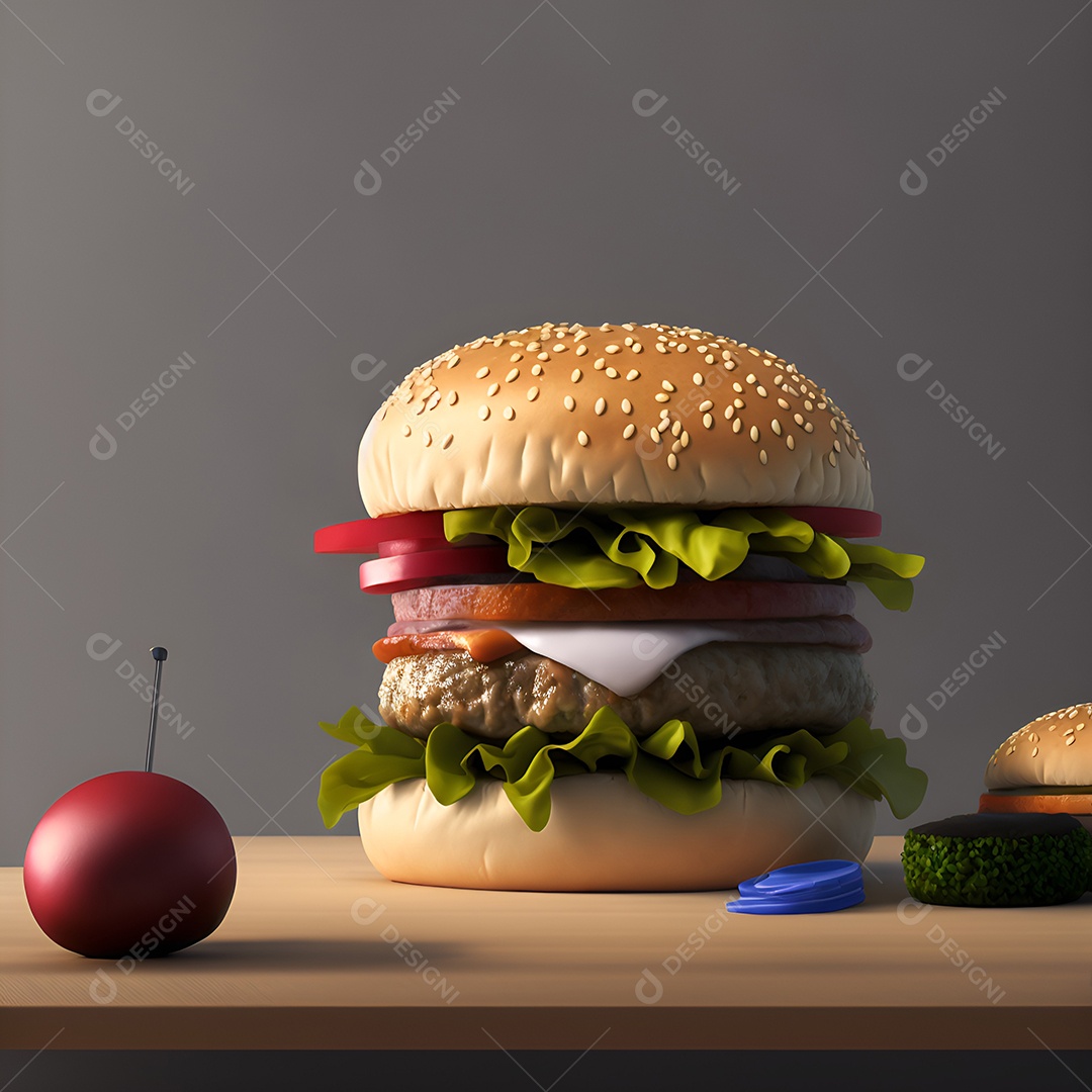 Saboroso hambúrguer na mesa de madeira