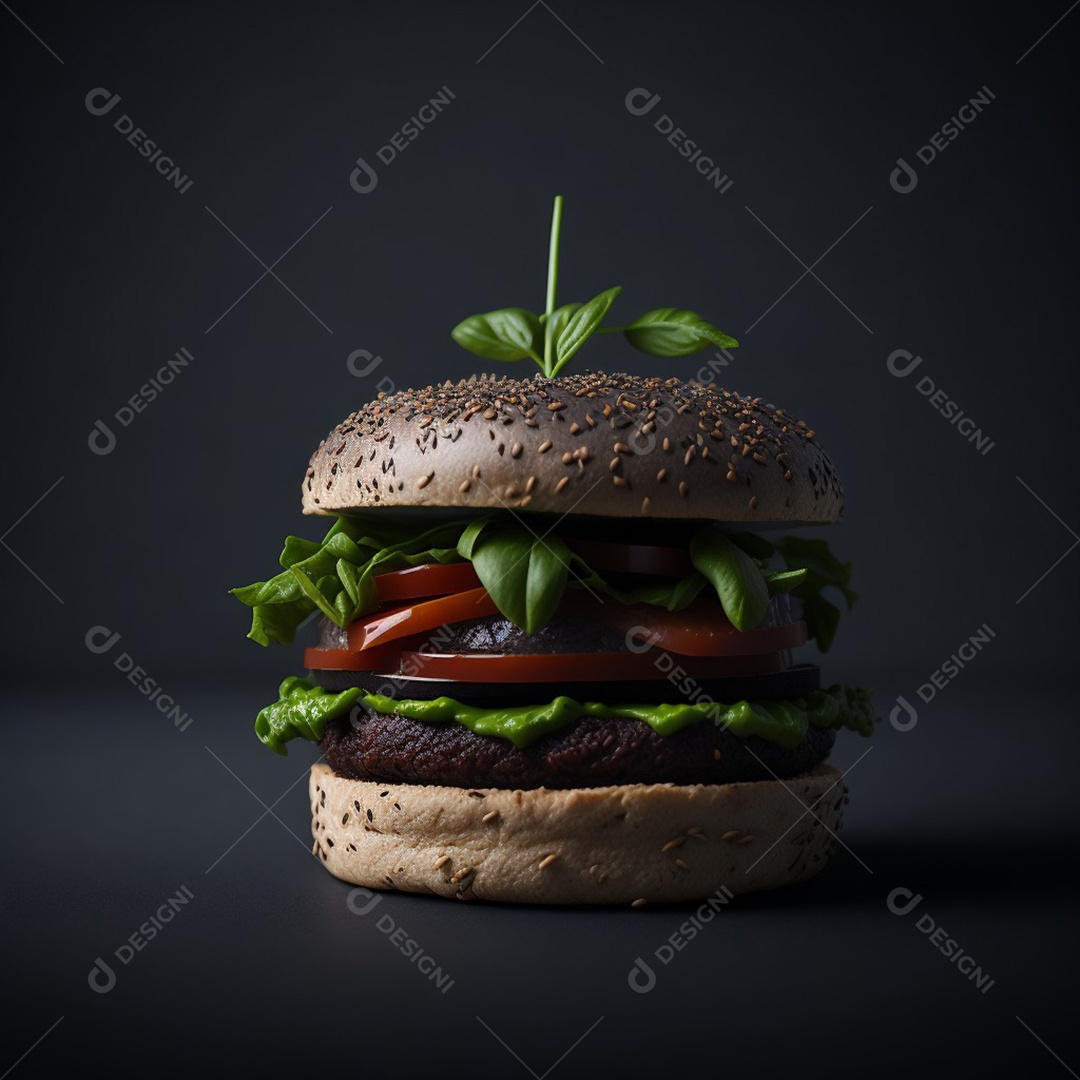 Saboroso hambúrguer na mesa de madeira