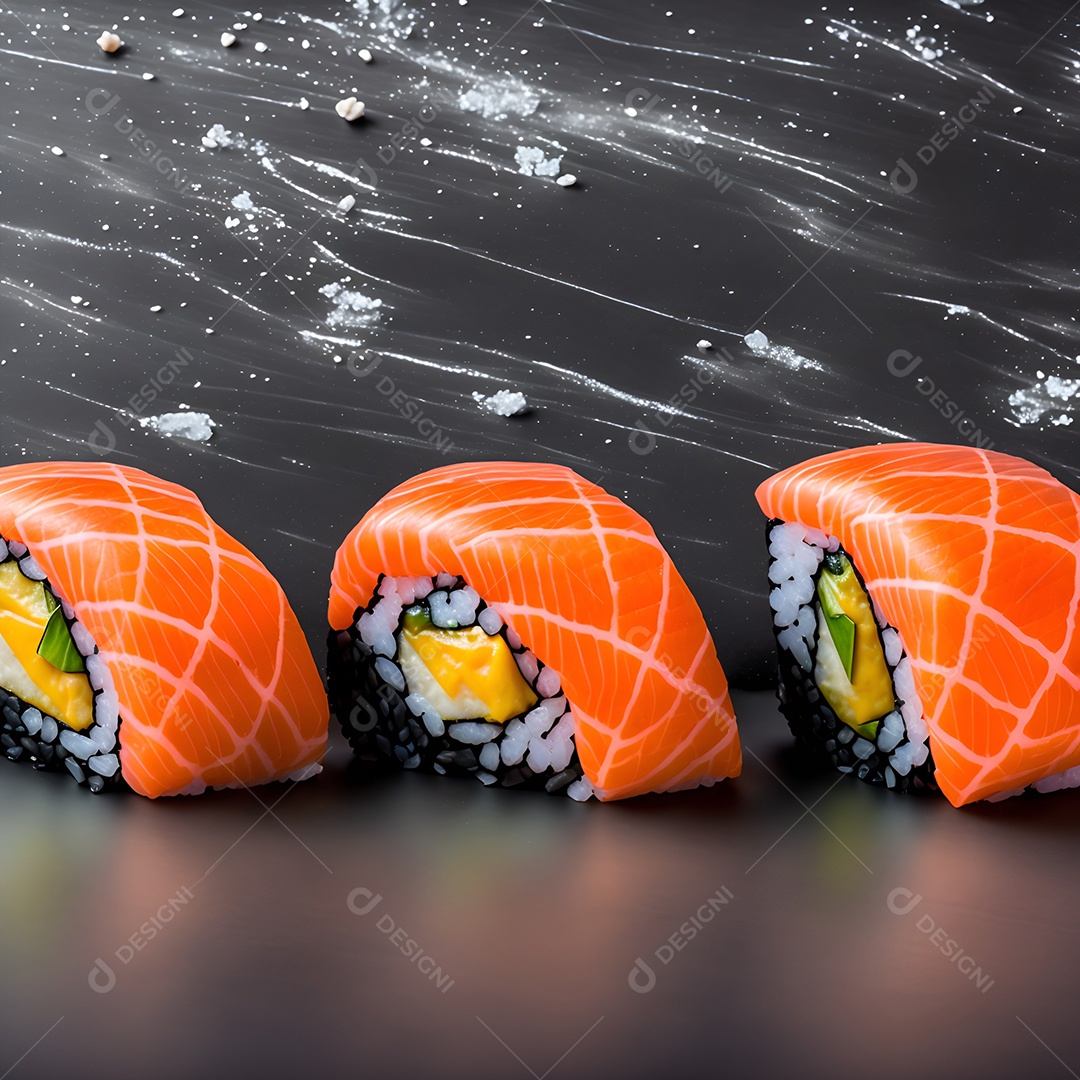 Prato de comida japonesa sobre mesa de restaurante japonês