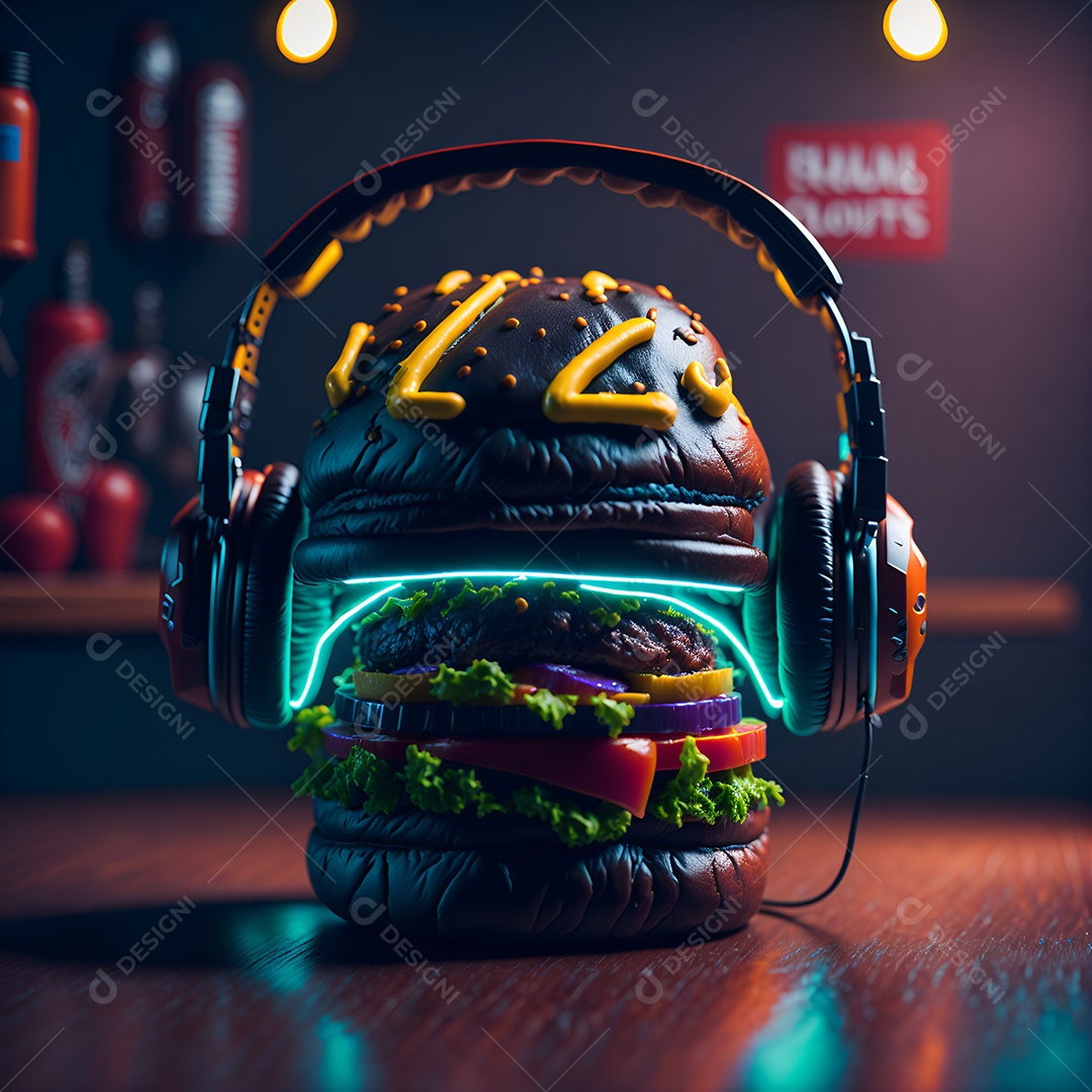 Saboroso hambúrguer na mesa de madeira