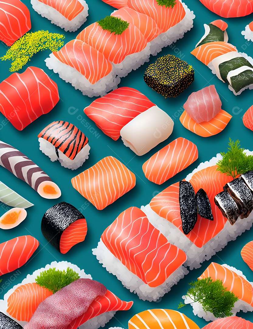 Prato de comida japonesa sobre mesa de restaurante japonês