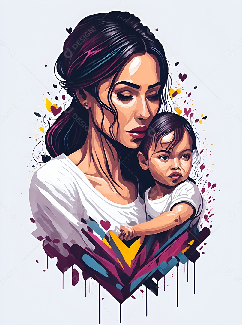 Mãe segurando sua filha