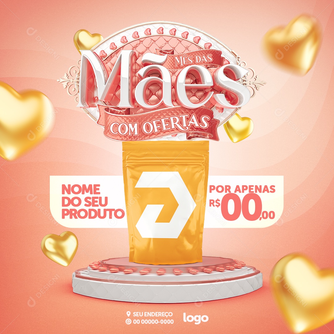 Social Media Mês Das Mães Com Ofertas Produto Valores PSD Editável