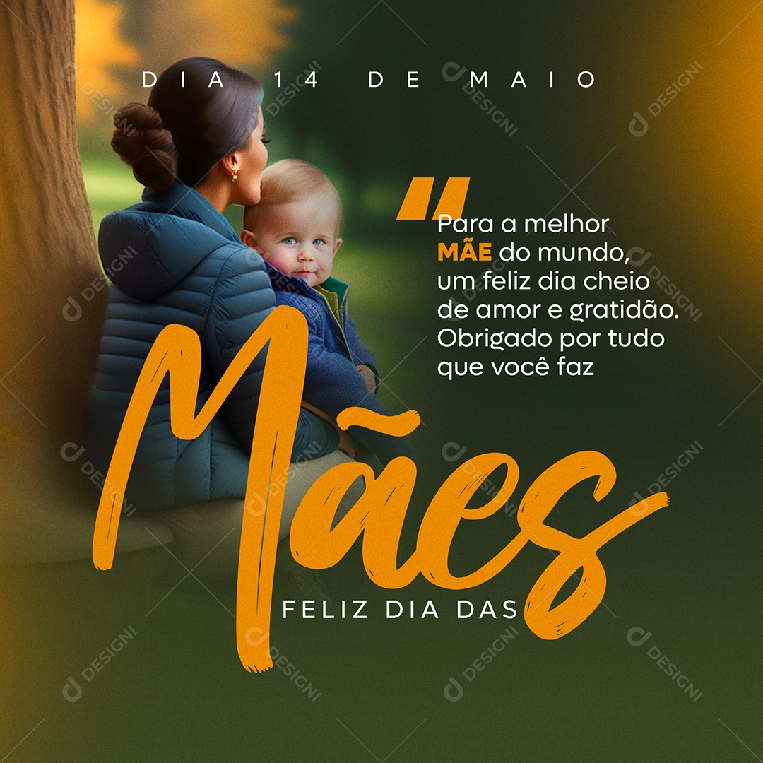 Social Media Dia das Mães Dia 14 de Maio Amor e gratidão PSD Editável