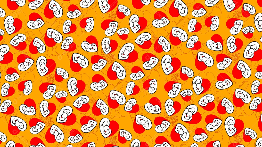 Pattern Padrões Geométricos Objetos De Mãe E Filho Em Fundo Laranjado Vetor AI + PAT