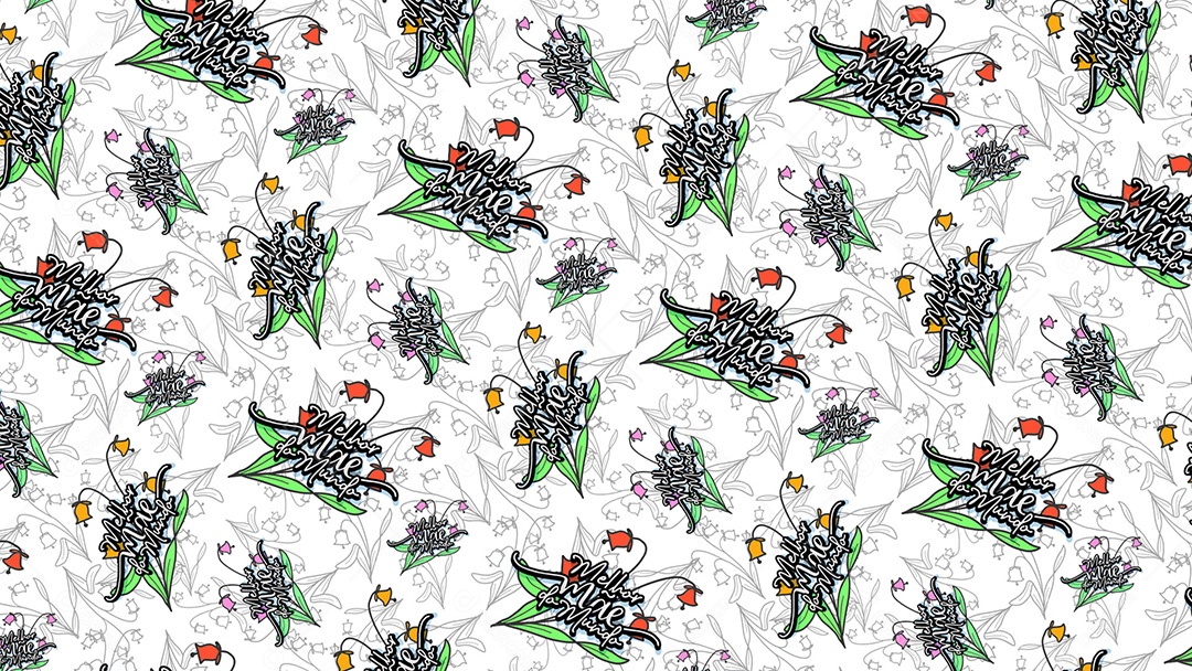 Pattern Padrões Geométricos Texto Feliz Melhor Mãe Do Mundo Em Fundo Branco Vetor AI + PAT