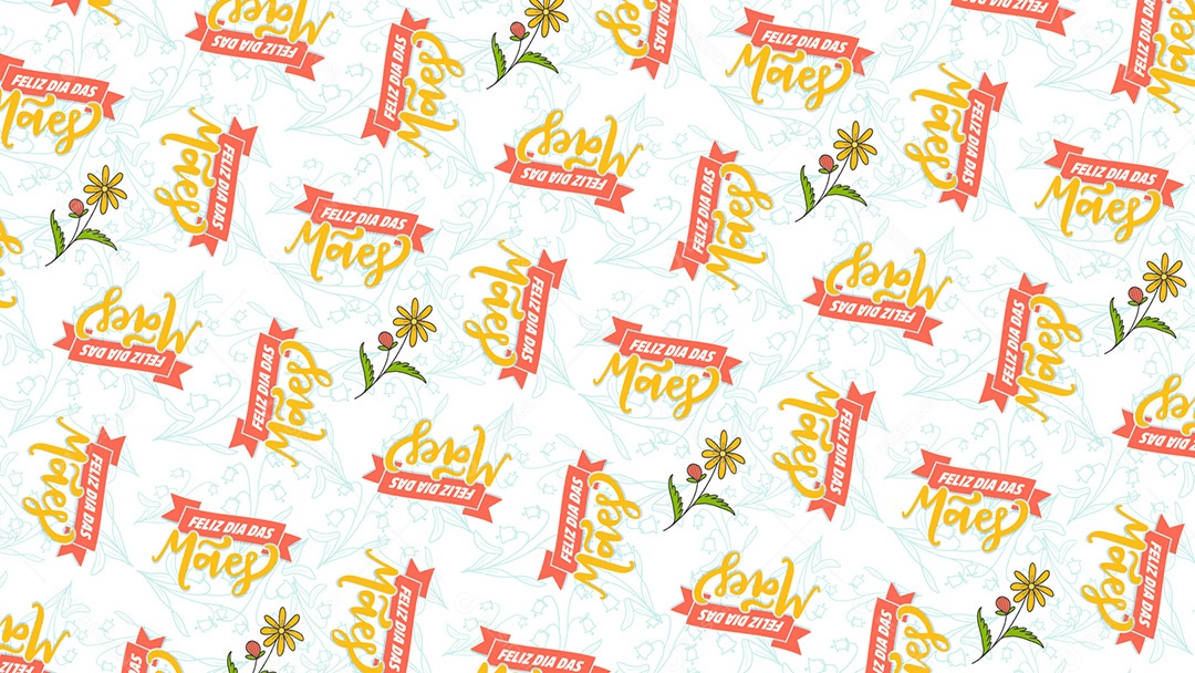 Pattern Padrões Geométricos Texto Feliz Dia Das Mães Em Fundo Branco Vetor AI + PAT