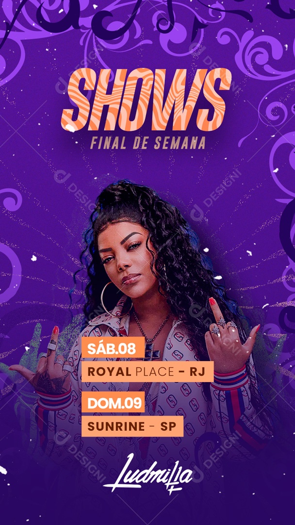 Flyer Agenda de Shows Cantora Ludmilla Story Social Media PSD Editável