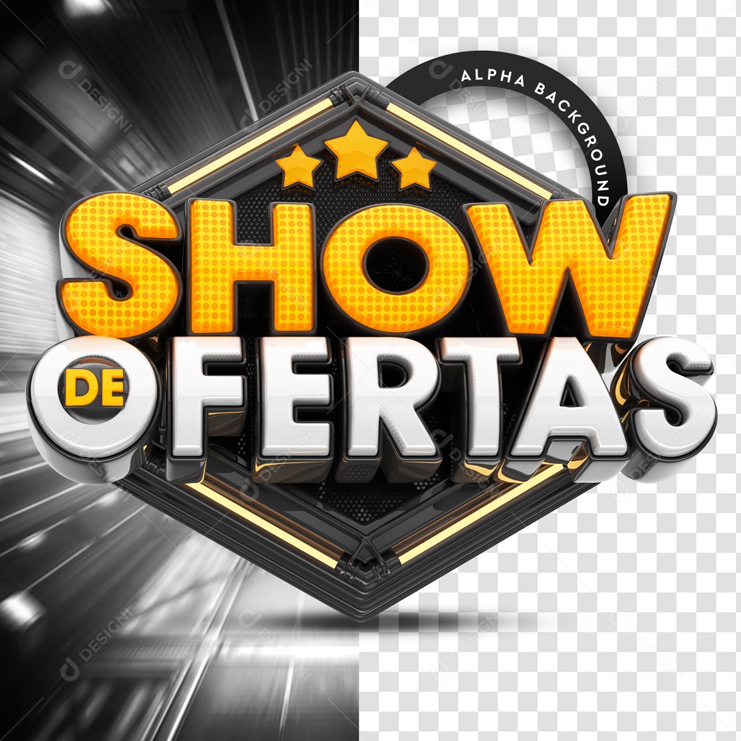 Selo 3D Show De Ofertas Preto PSD Editável