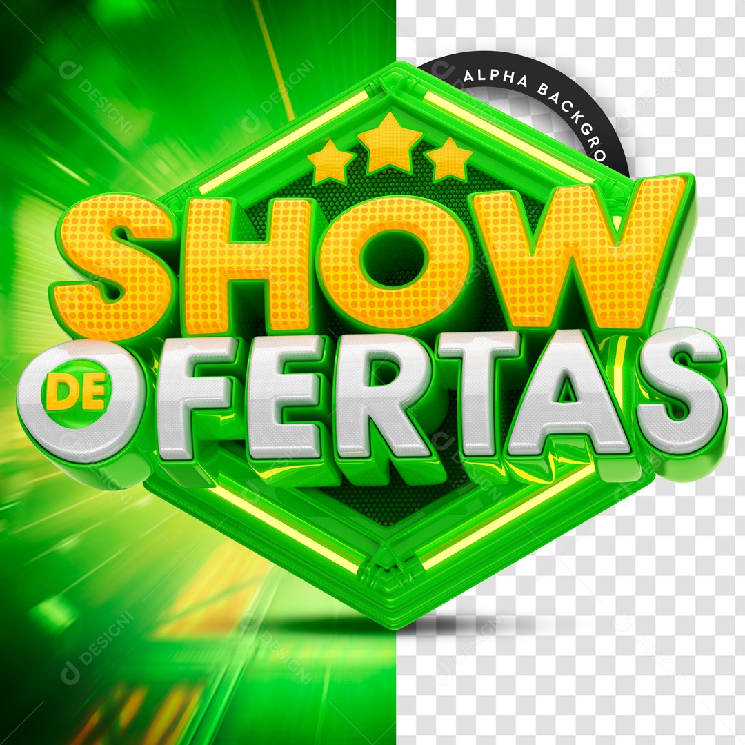 Selo 3D Show De Ofertas Verde PSD Editável