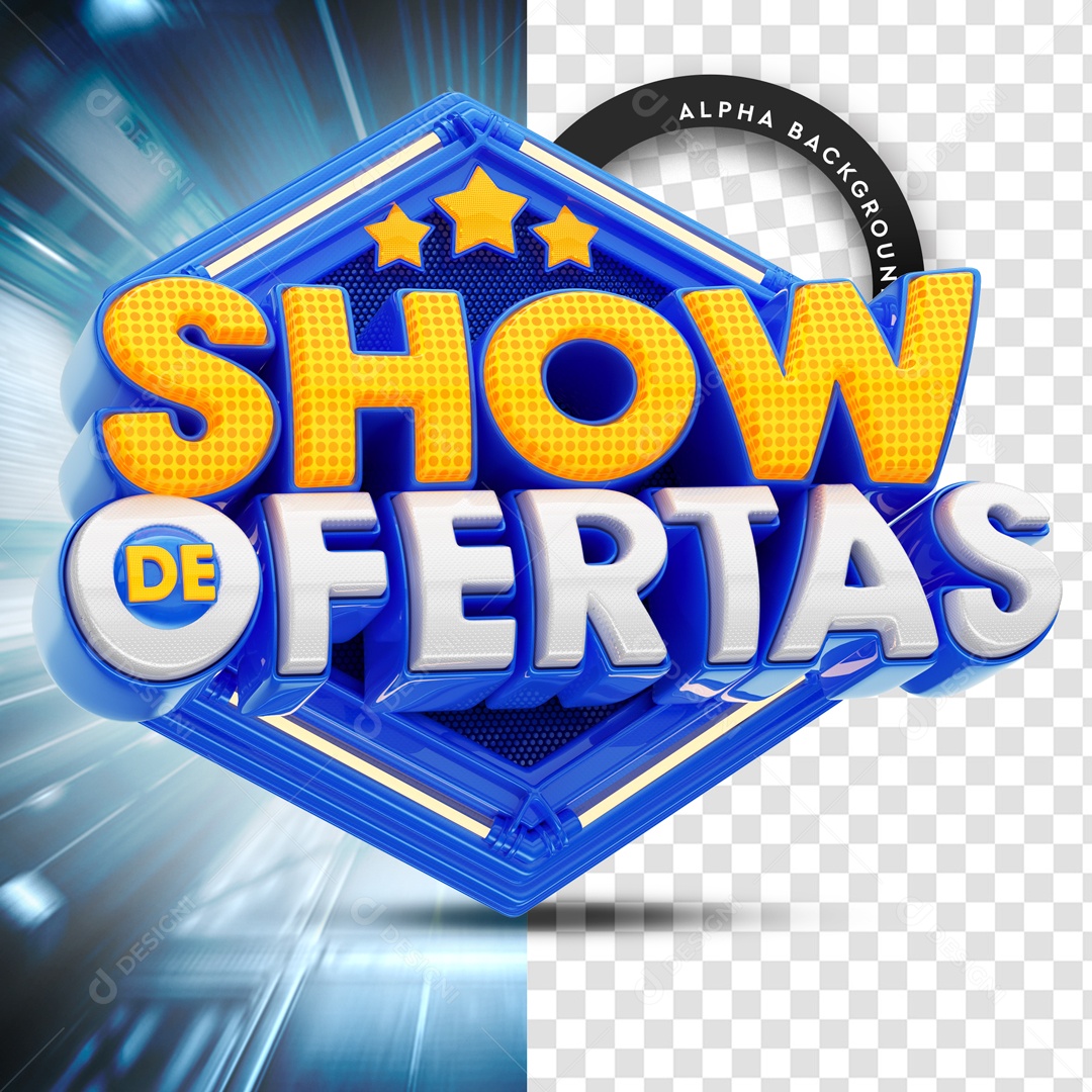 Selo 3D Show De Ofertas Azul PSD Editável