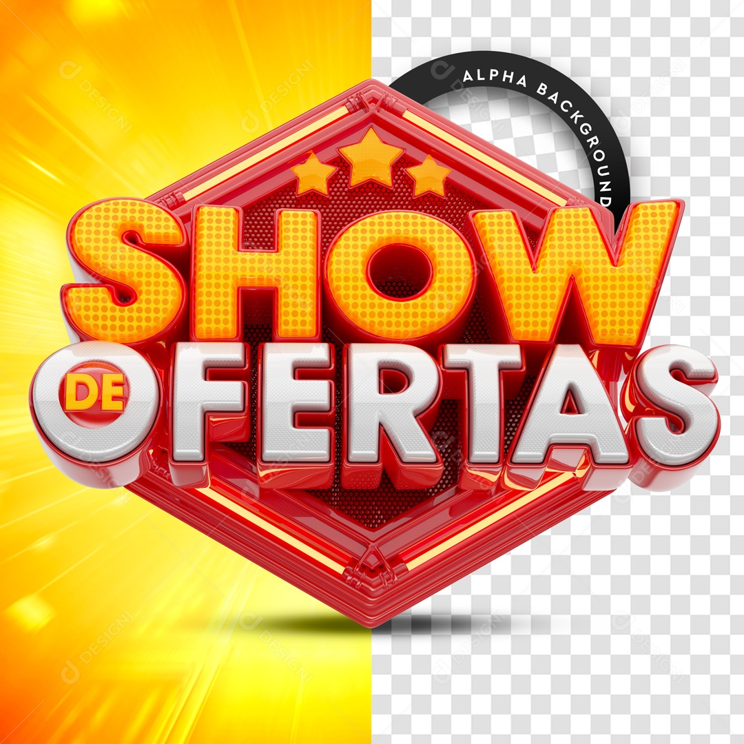 Selo 3D Show De Ofertas Fundo Amarelo PSD Editável