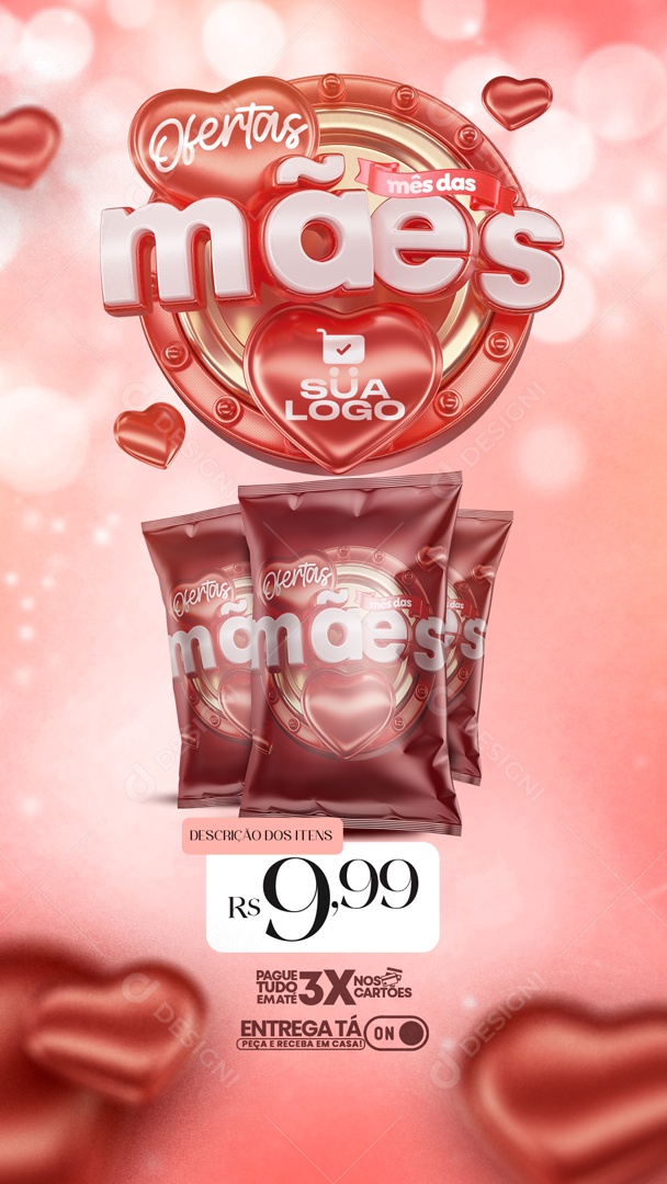 Encarte Social Media Stories Ofertas Mês Das Mães PSD Editável