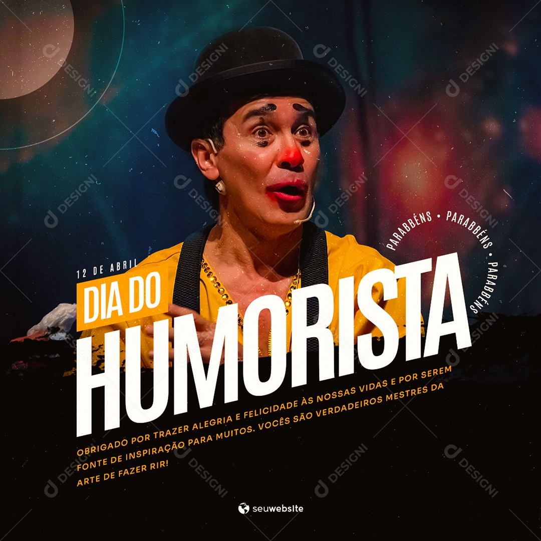 Dia Do Humorista 12 De Abril Social Media PSD Editável
