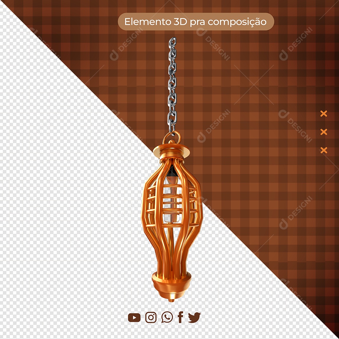 Elemento 3D Para Composição Luminária PNG Transparente